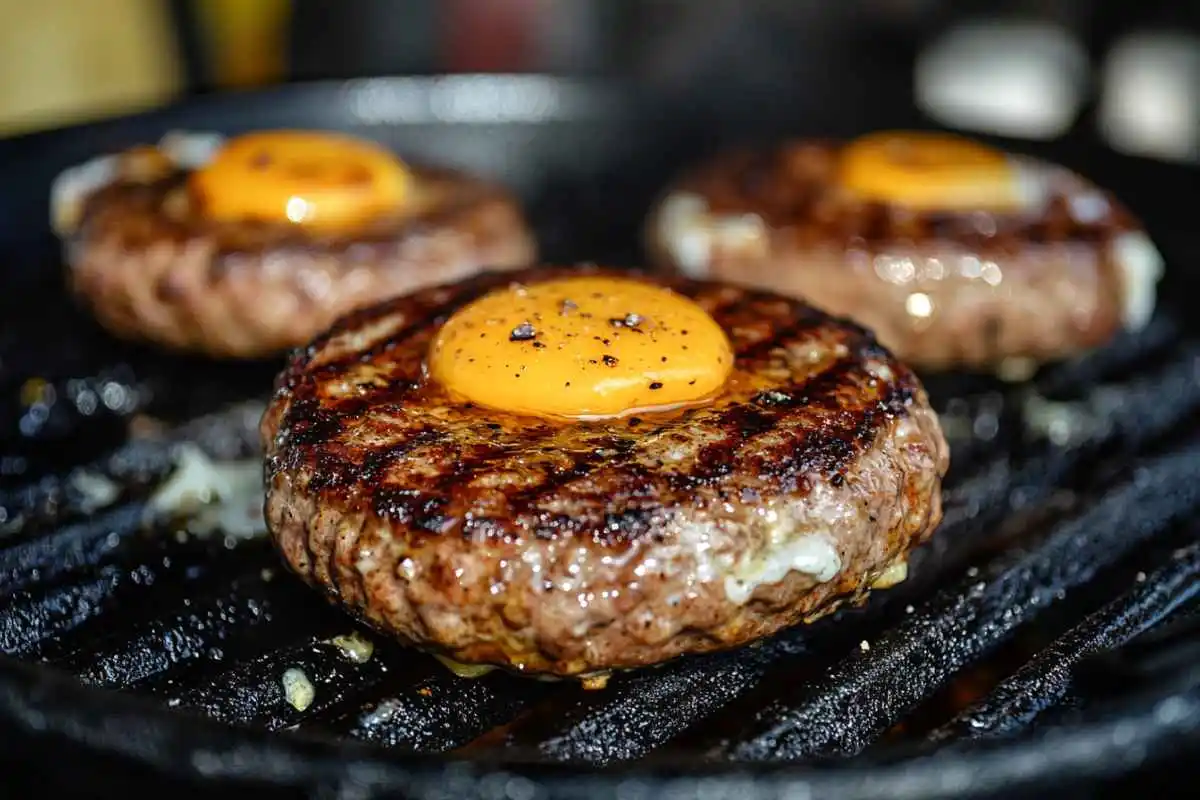 The Ultimate Breakfast Burger on the Griddle