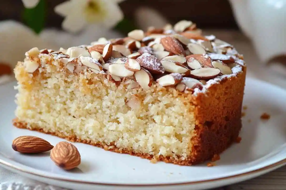 making the almond cake recipe.