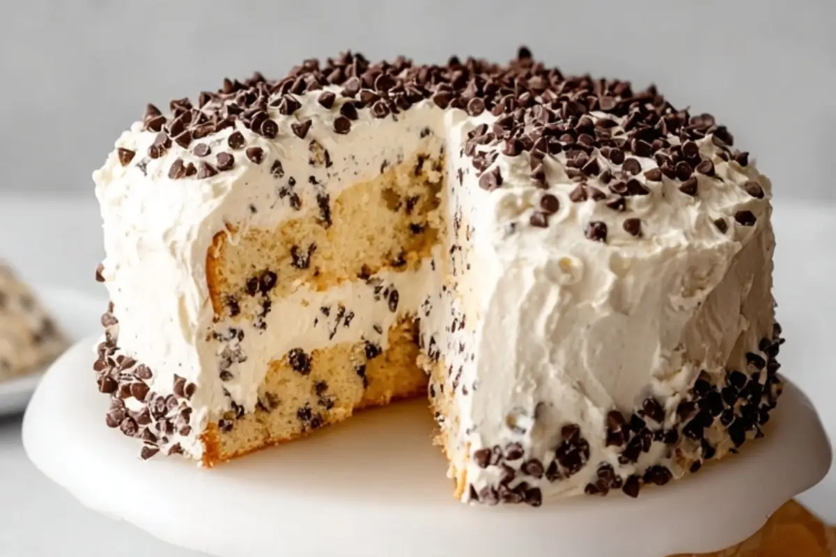 Show-Stopping Cannoli Cream Cake (Nonna’s Secret, So Simple) Cannoli Cream Cake A tall, rustic cannoli cream cake layered with velvety ricotta filling and dotted with mini chocolate chips, topped generously with whipped cream and more chocolate chips.