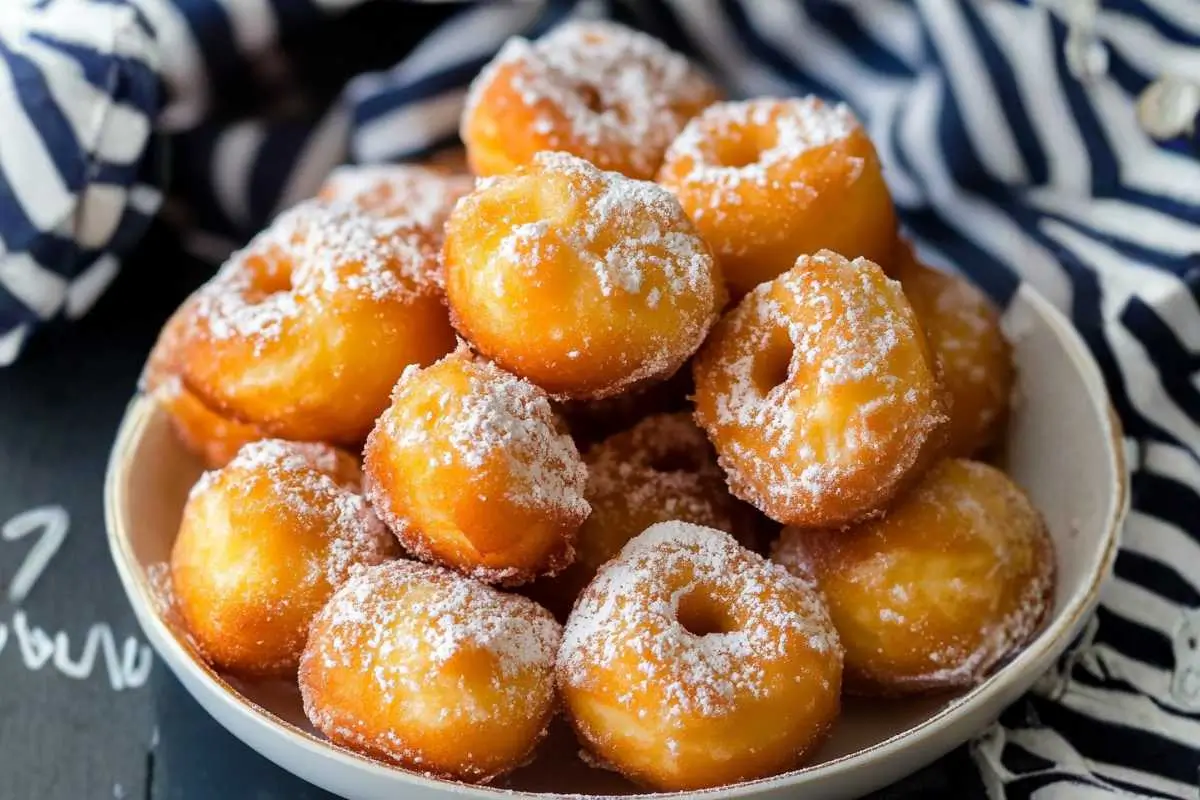 Authentic Italian Zeppole Recipe (Nonna's "Cloud-Like" Fried Dough Made Foolproof) Zeppole A plate of easy soft zeppole Italian donuts dusted generously with powdered sugar and served warm.