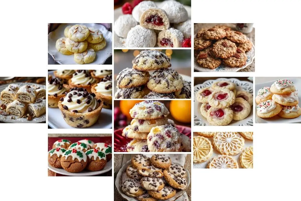 Italian Cookies A rustic assortment of Italian cookies on a weathered wooden board, including classic biscotti, amaretti, and soft butter cookies, ready to be enjoyed.