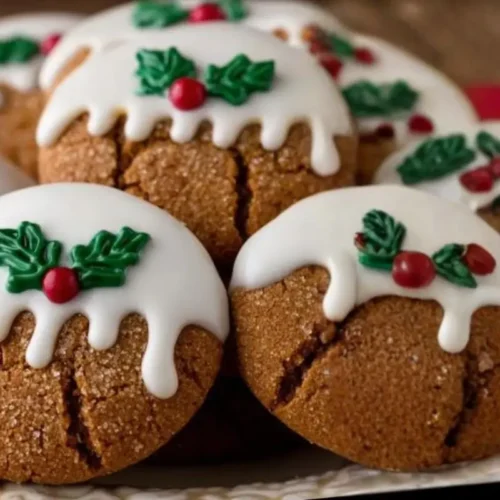 White Chocolate Dipped Ginger Cookies: My Foolproof Secret to a Bakery-Perfect Holiday Tray White Chocolate Dipped Ginger Cookies A festive plate piled high with thick, crackly white chocolate dipped ginger cookies, featuring a sweet white drip down the sides and decorated with cheerful little green and red holly candies.