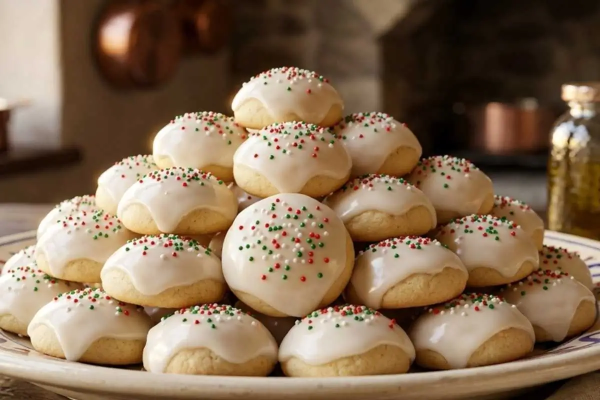 Why This Italian Ricotta Cookie Works A batch of round, soft Italian ricotta cookies lightly dusted with powdered sugar, resting on a parchment-lined baking sheet with steam rising in a warm, rustic kitchen.