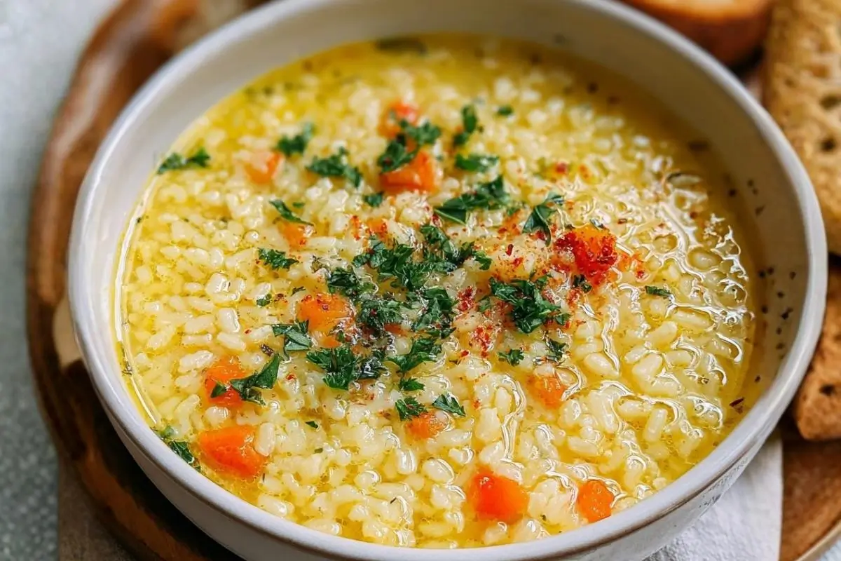 Healing Pastina Soup: The 10-Minute "Italian Penicillin" (A Warm Hug in a Bowl) Healing Pastina Soup A warm, rustic ceramic bowl filled with golden, healing pastina soup, featuring tiny star pasta, diced carrots, and fresh parsley, resting on a wooden table next to a slice of crusty bread.