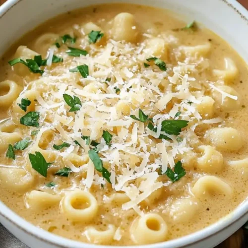 15 Minute Parmesan Pasta Soup: A Warm Hug in a Bowl for Busy Nights Parmesan Pasta Soup A comforting, rustic white bowl filled with creamy parmesan pasta soup, generously topped with freshly grated cheese and chopped parsley, sitting next to a soft linen napkin.