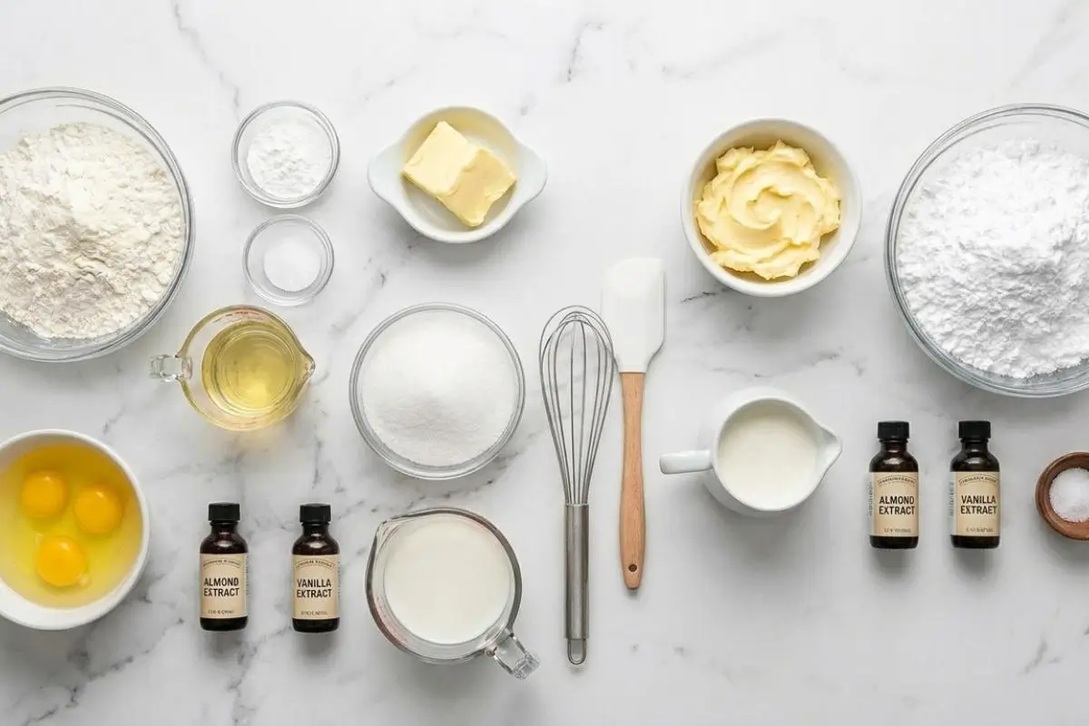 The Foolproof Ingredients List For Your White Almond Cake Set yourself up for sweet, stress-free success with this foolproof visual guide to your white almond cake ingredients. Taking a few moments to gather these simple, everyday pantry staples is the first step toward baking a beautiful, nostalgic dessert that will make your family feel truly special.